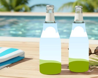 Zip-Up Bottle Cooler Poolside Mockup Canva Template Glass Bottle Sleeve Cozie Birthday Girls Trip Bach Party Gift Family Summer