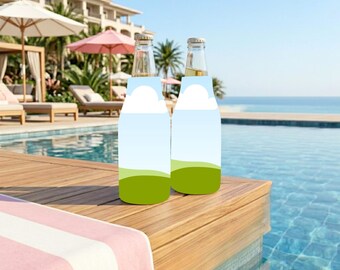 Zip-Up Bottle Cooler Mockup Poolside Resort Canva Template Glass Bottle Sleeve Cozie Birthday Girls Trip Bach Party Gift Family Summer