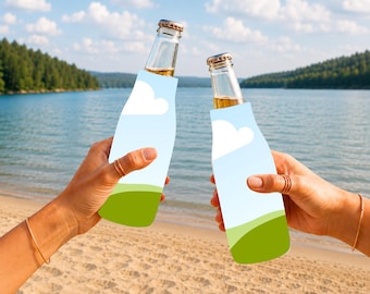 Zip-Up Bottle Cooler Mockup Lakeside Canva Template Glass Bottle Sleeve Cozie Birthday Girls Trip Holiday Party Gift Family Reunion