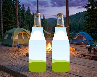 Zip-Up Bottle Cooler Mockup Camping Canva Template Glass Bottle Sleeve Cozie Birthday Guys Girls Trip Holiday Bach Party Gift Family Reunion