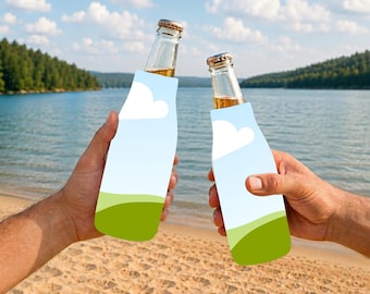 Zip-Up Bottle Cooler Mockup Lakeside Canva Template Glass Bottle Sleeve Cozie Birthday Guys Trip Holiday Party Gift Family Reunion