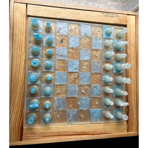 Beach themed resin chessboard