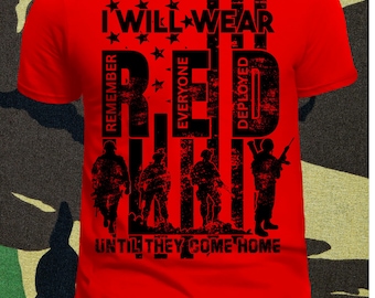 I will wear RED PNG, American soldier png, Distressed American flag png, Remember Everyone Deployed Army Navy Marines Air Force Coast Guard,