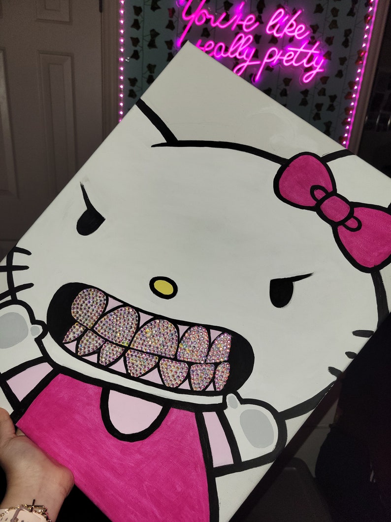 Hello Kitty With Grills Painting Etsy