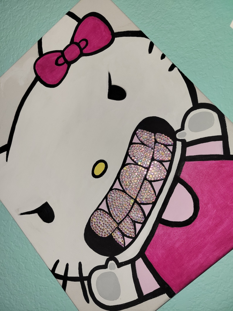 Hello Kitty With Grills Painting Etsy Hong Kong