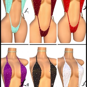 Exotic Dancewear Slingshot Thong One Piece monokini, Stripper outfit Pole Dancing, Bottle Girls, Cam Girls, Nightclub,