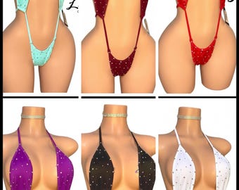 Monokini une pièce exotique Dancewear Slingshot Thong, tenue de strip-teaseuse, pole dance, Bottle Girls, Cam Girls, Discothèque,