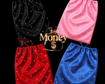 Exotic Dancewear Rhinestone Money Bag Spandex Blue, Black , Red , orange, pink