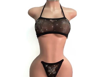 Exotic Dancewear, Stripper, Pole Dancing, Bottle Girls, Cam Girls, Nightclub, Lingerie, Cross My Heart Black
