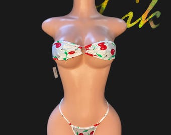 Exotic Dancewear, Cherry print Two-Piece Lara