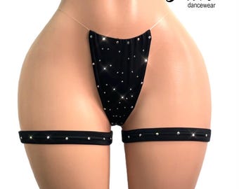 Strass Strumpfband: Schwarzer Spandex Geldhalter, Exotische Tanzkleidung