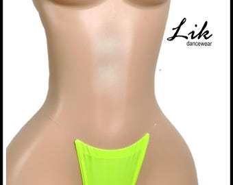 Calcinha fio dental transparente invisível amarelo neon, lingerie para dança exótica