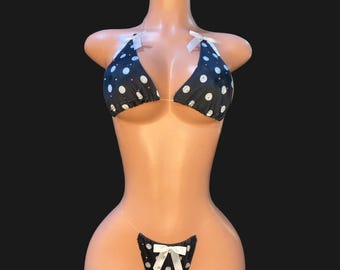 Exotische Tanzbekleidung, Pretty Bows Zweiteiler, Stripperbekleidung, Nachtleben