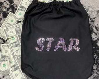 Exotic Dancewear custom rhinestone XXL money bag black large your  name