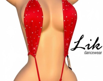 Monokini exótico de pedrería para baile, conjunto de stripper para pole dance.