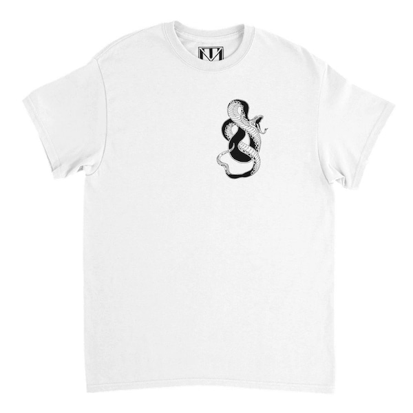 Unisex Crewneck Pocket Print T-shirt  With tattoo inspired Snake Design