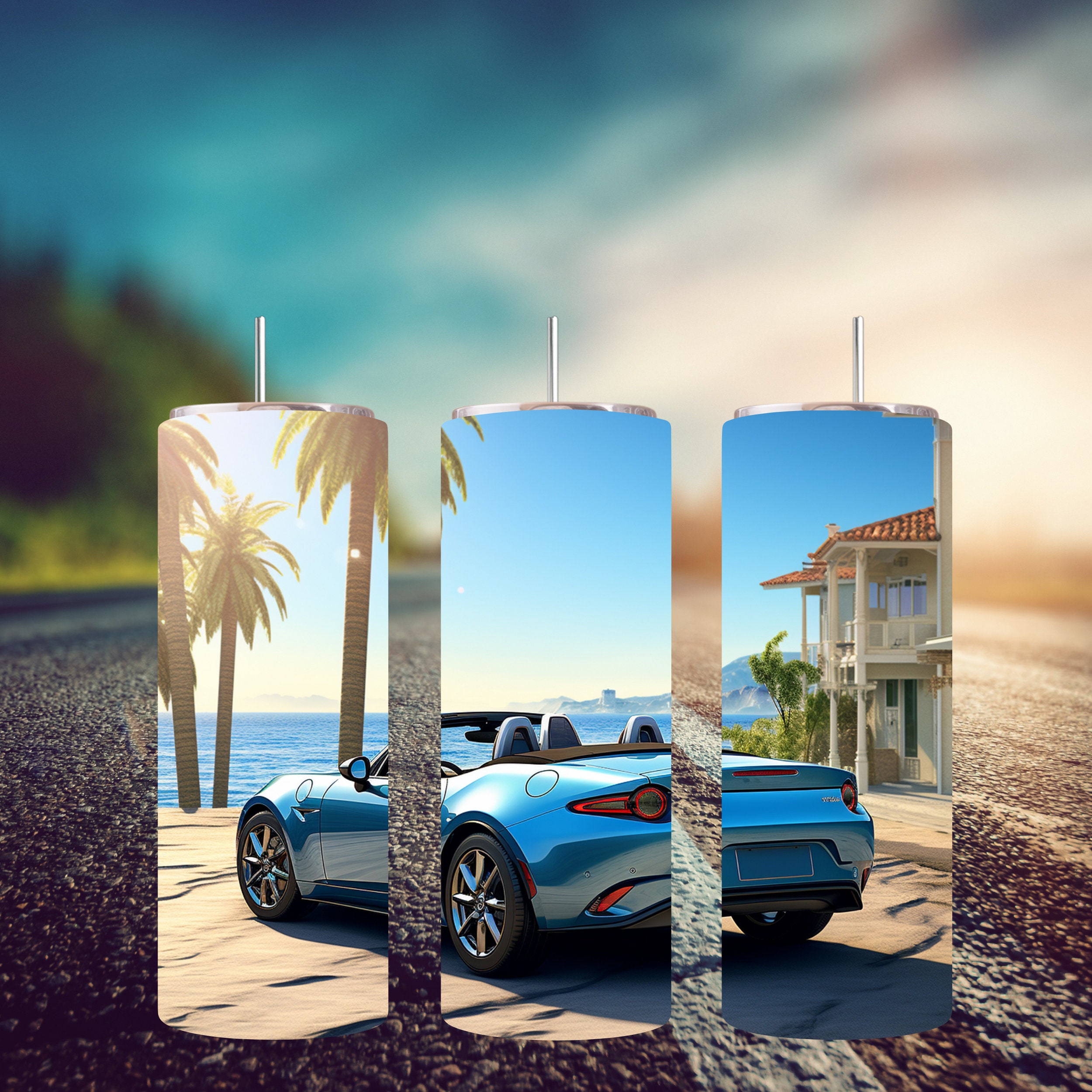 3D 2023 Mazda MX5 Miata 20oz Skinny Tumbler Sublimation Design 3D Wrap