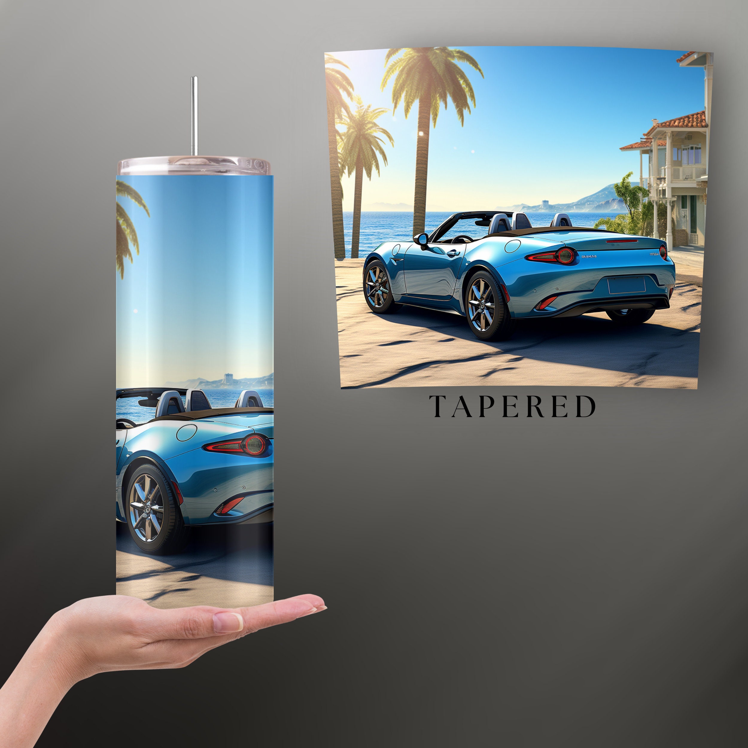 3D 2023 Mazda MX5 Miata 20oz Skinny Tumbler Sublimation Design 3D Wrap