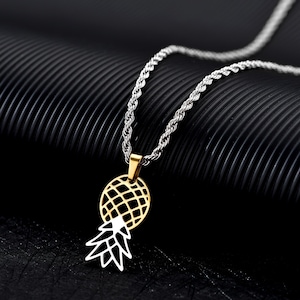 Upside Down Pineapple Necklace, Upside Down Pineapple Pendant Necklace, Upside Down Pineapple Swinger Necklace