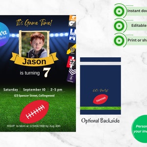 AFL Birthday Photo Template Custom EDITABLE, PRINTABLE Digital Card, Australian Football League, Footy Sports Party Invite, Instant Download