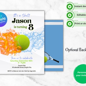 Tennis verjaardagsuitnodiging SJABLOON | BEWERKBAAR | Matchpoint | Tennisbaan | Club | Racket | Tennisracket | Digitale download | Kinderfeestje