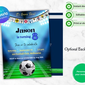 Australia Football Birthday Template EDITABLE, PRINTABLE Digital Card, Soccer Kid Sports Party, A-League Theme, Instant Download, 5X7"