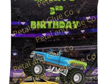 Monster Truck Chip Bags – Printed Party Favor Label – Monster Jam Birthday Snacks – Custom Birthday Chip Bags – Truck Theme Party Favor Bags