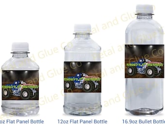 Monster Truck Water Bottle Labels – Printed Physical Item – Monster Jam Birthday Drink Wraps – Custom Truck Theme Party Favors