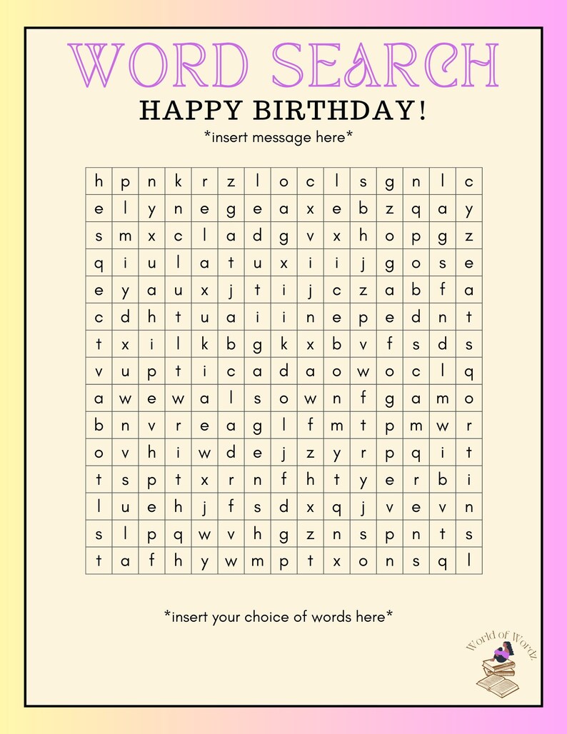 Custom Word Search Puzzles - Etsy
