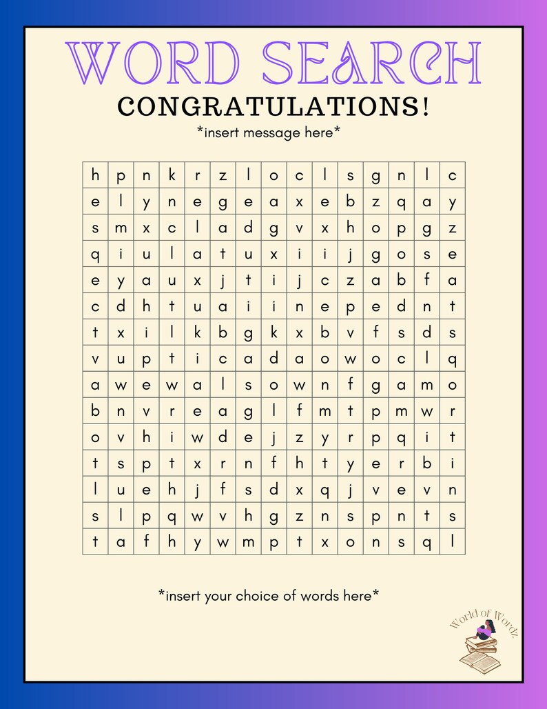 Custom Word Search Puzzles - Etsy