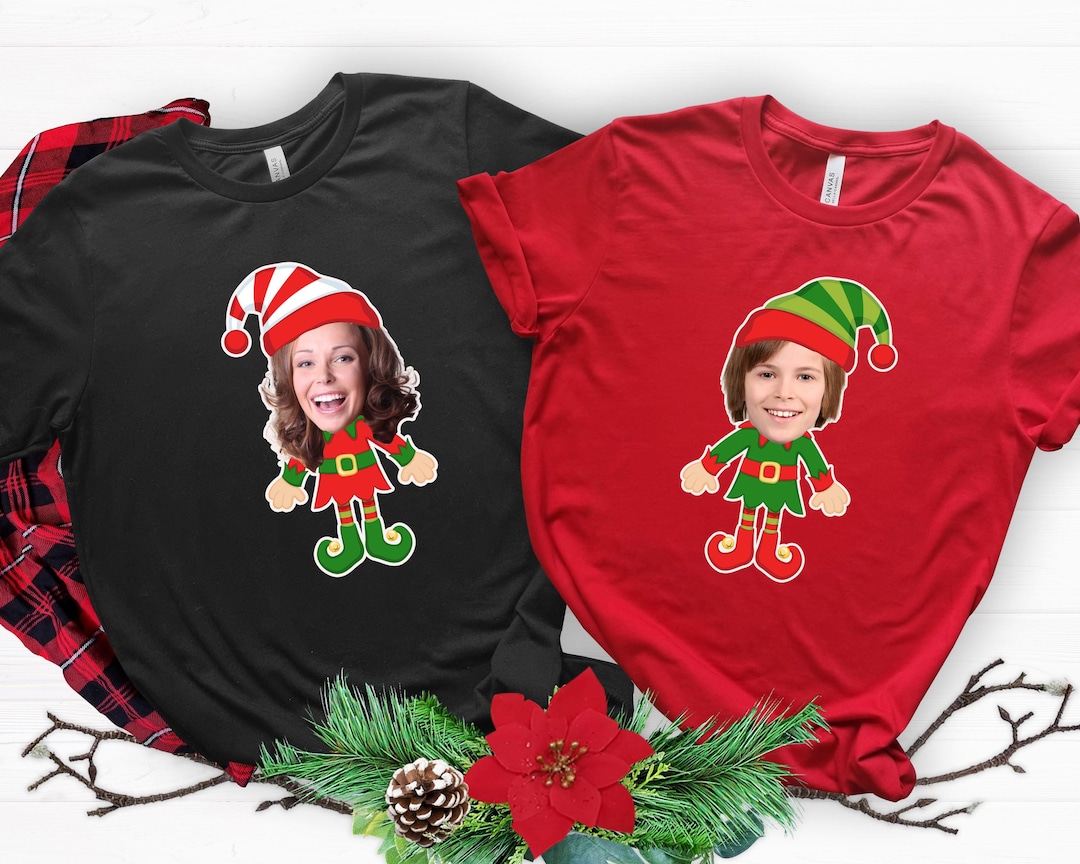 Personalized Elf Face Shirt, Custom Elf T-shirt, Xmas Photo Tee, Funny ...