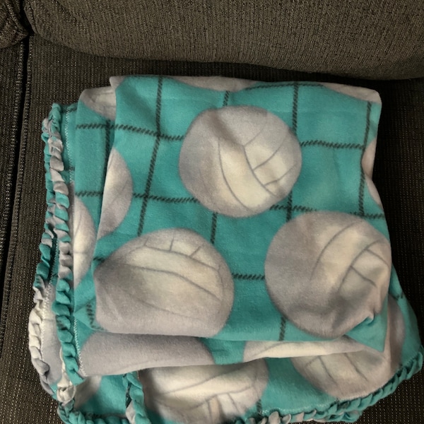 Volleyball Fleece Throw with Braided Edges 56.5” x 54.5”