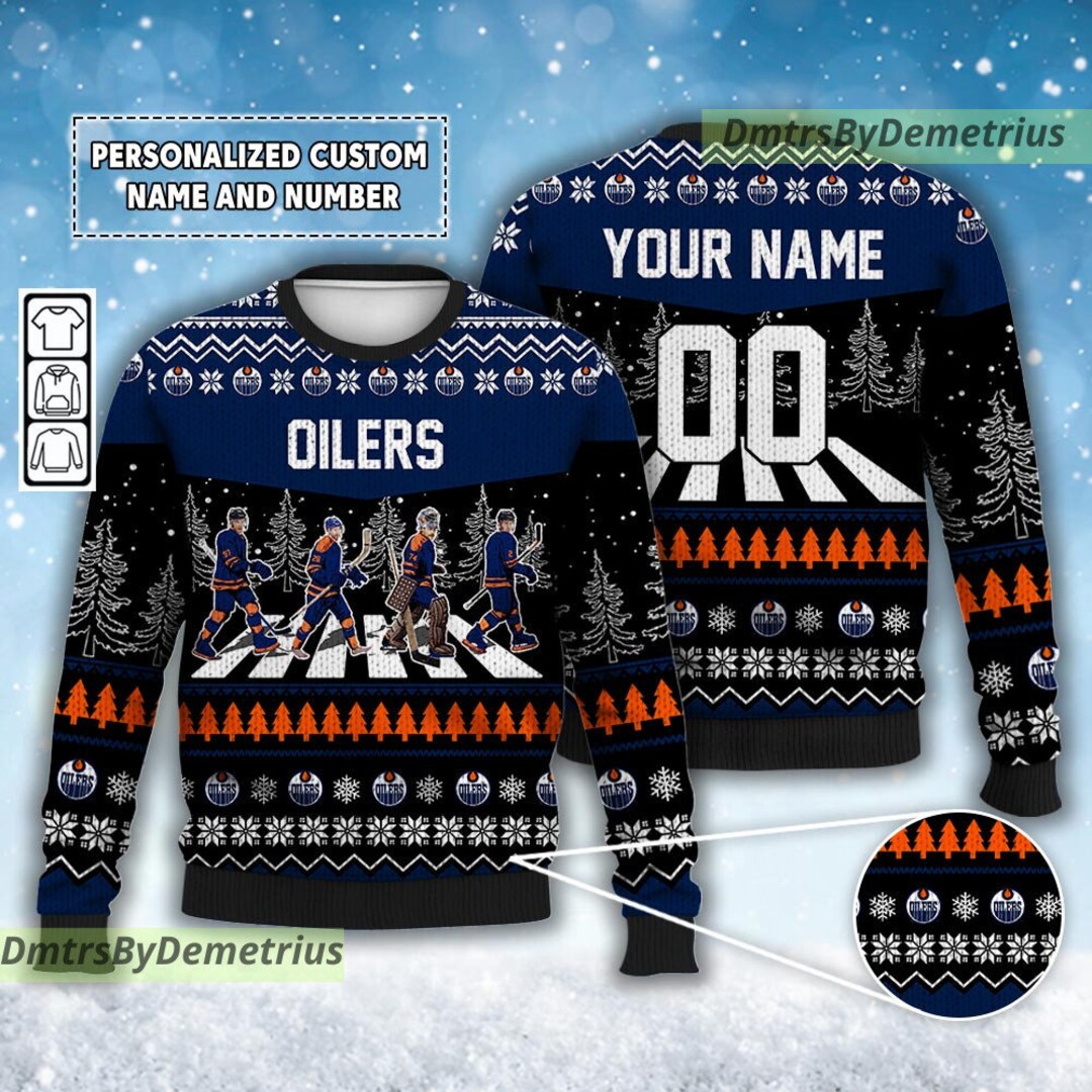 Custom Oilers Walking Abbey Road Ugly Christmas Sweater Ice Etsy Canada