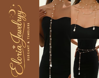 Set di catena per il corpo con perle, collana girocollo a strati, catena per la vita.