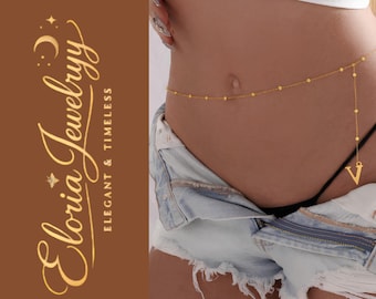 Personalized Initial Belly Chain, Custom Letter Waist Chain, Gold Body Chain, Bikini Jewelry, Beach Jewelry, Summer Outfit, Gift for Her
