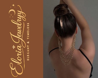 クリスタルバックネックレス、バックドロップネックレス、ブライダルバックジュエリー、ラインストーンバックチェーン、オープンバックネックレス、高級ボディジュエリー、イブニングネックレス