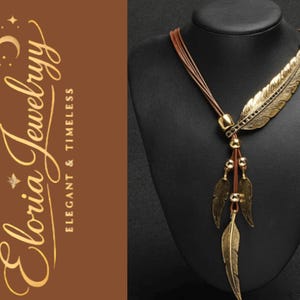 Boho Feder Halskette Damen, Tribal Schmuck, Statement Kette, Western Schmuck, Gold Feder Schmuck, Geschenk für Sie