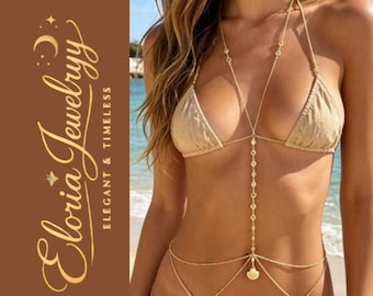 Naszyjnik z łańcuszkiem plażowym, biżuteria do bikini, łańcuszek z muszli, złoty łańcuszek na brzuch, biżuteria syreny, dodatek do stroju wakacyjnego, łańcuszek festiwalowy