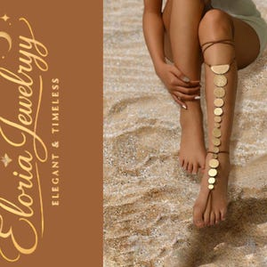 Gold Coin Leg Chain Body Jewelry Barefoot Sandal Thigh Anklet Statement Piece