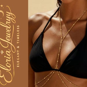 Collar de cuerpo con cuentas doradas, diseño Y minimalista con caída, joyería bikini