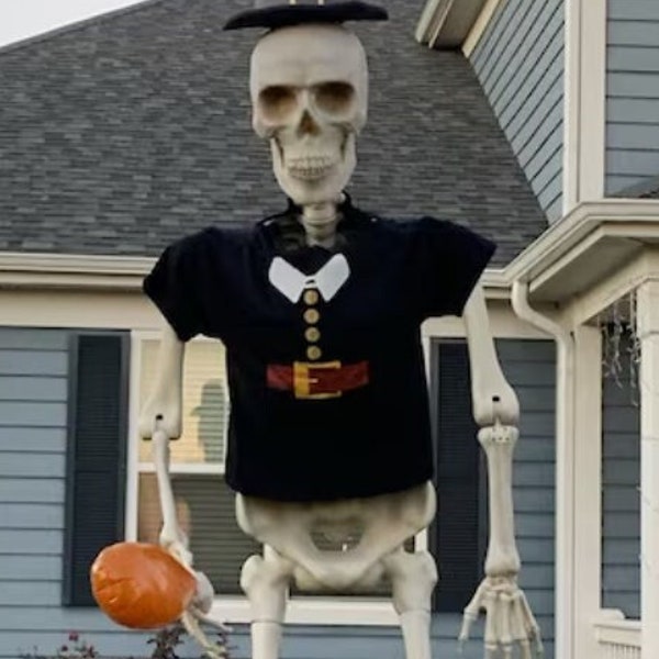 12 foot Skeleton Pilgrim T Shirt Thanksgiving Costume SKELLY - SKEL - clothes and costumes for home depot 12 foot skeleton