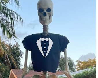 12 foot Skeleton TUXEDO shirt - clothes for the 12ft Home Depot skelly skully costume tee shirt