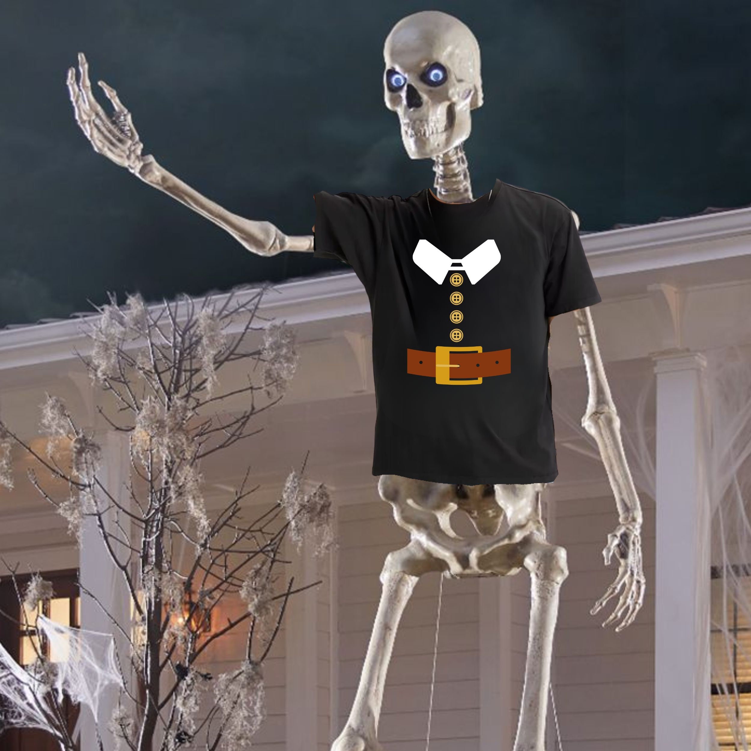Colorful House Men 3D Printed Shirts Tuxedo T-Shirt Halloween Skeleton Costume Suit Tie Shirt