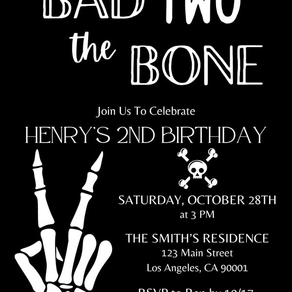 Bad Two The Bone Birthday Invite