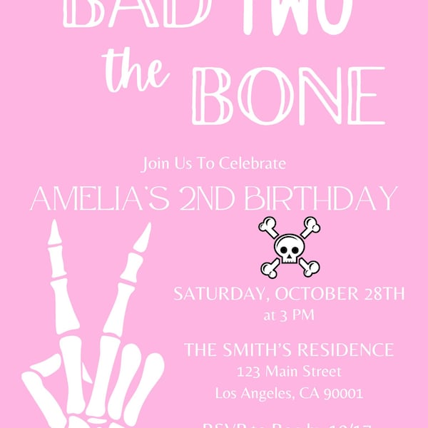 Pink Bad Two The Bone Invite