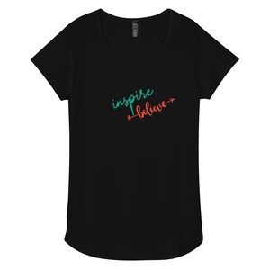 Inspirieren glauben (Frauen) Freizeitkleidung, Sommer Top, leichtes T-Shirt, Rundhalsausschnitt, Kurzarm, inspiriert werden, Brief, 100% weiches Baumwoll T-Shirt