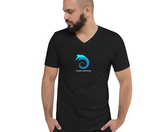 Unisex / Kurzarm / V-Ausschnitt / Leicht / Alltag / Wochenende / Herren Damen / Surf Wear / Minimalist / Strand Inspiriert / Reg Fit T-Shirt (Ocean Swimmer)