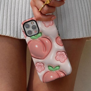 Peach iPhone Case (PRINT) - for iPhone 16, 15, 14, 13, 12, 11, 8, XR, XS, X, Pro Max Plus Mini | Y2K | Coquette | Cottagecore | Glossy