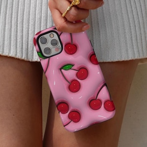 Cherries iPhone Case (PRINT) - for iPhone 16, 15, 14, 13, 12, 11, 8, XR, XS, X, Pro Max Plus Mini | Y2K | Coquette | Glossy