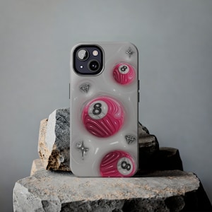 Pink 8 Ball iPhone Case (Print) - for iPhone 15, 14, 13, 12, 11, 8, 7, XR, XS, X, Pro Max Plus Mini | Y2K | Glossy